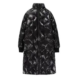 羽绒棉衣女中长款立领冬季新款韩版亮面小个子过膝棉服外套潮