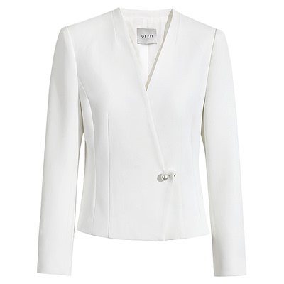 OFFIY名媛气质白色收腰西装外套
