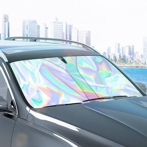 新品 汽车遮阳挡夏季前档太阳挡车载玻璃隔离防晒钛银可折叠双圈