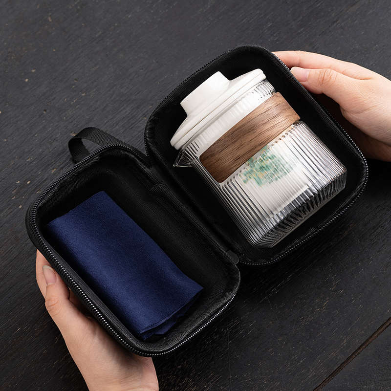 玻璃便携式快客杯羊脂玉瓷旅行茶具随身包套装户外功夫茶杯泡茶壶