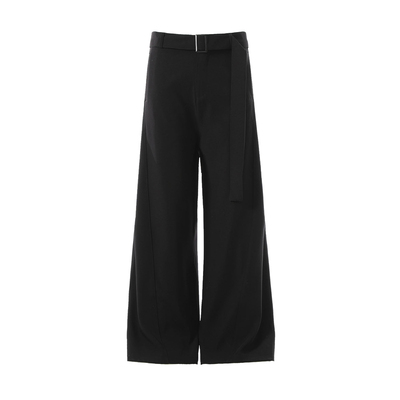 ISTURE美式老钱弧形分割腰带西裤男女cleanfit宽松垂感阔腿拖地裤