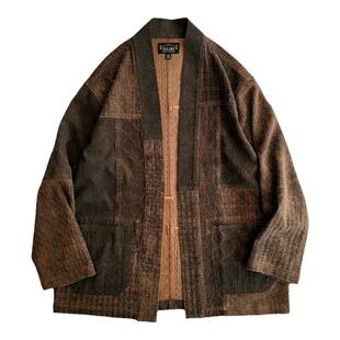 西里布野生柞蚕丝道袍外套男香云纱拼接汉服开衫复古做旧咔叽新品