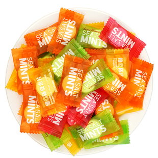 无糖海盐薄荷味糖独立小包装维C糖果水果味清凉休闲糖小零食散装