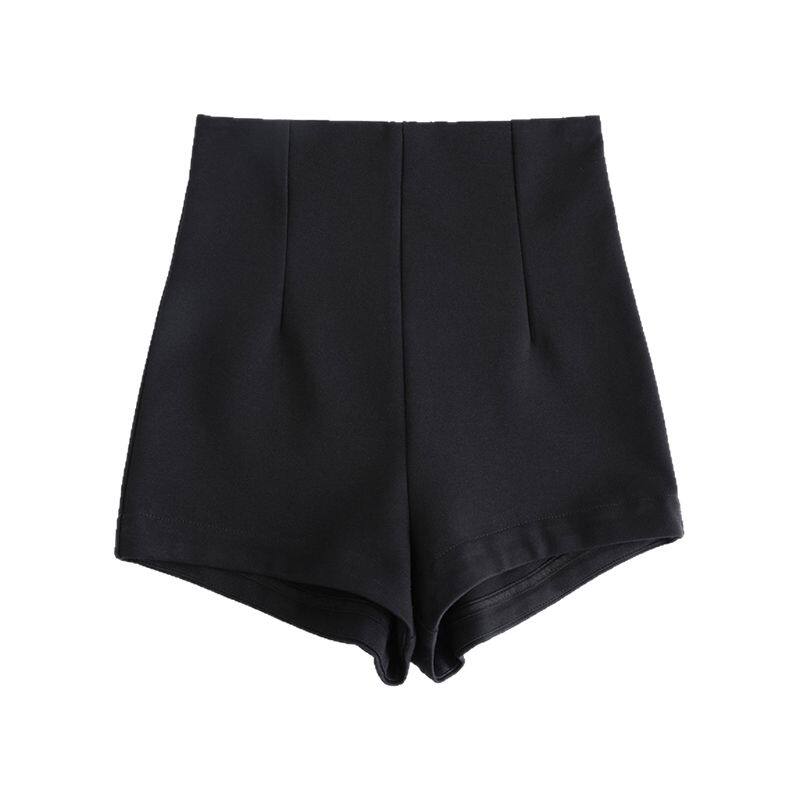 超高腰黑色短裤女修身百搭辣妹