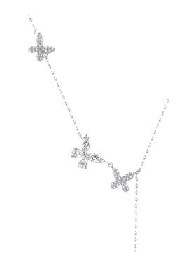 纯银蝴蝶项链女仙女闪钻流苏吊坠