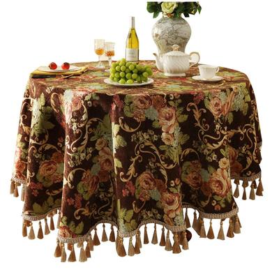 高端圆桌桌布2025新款雪尼尔