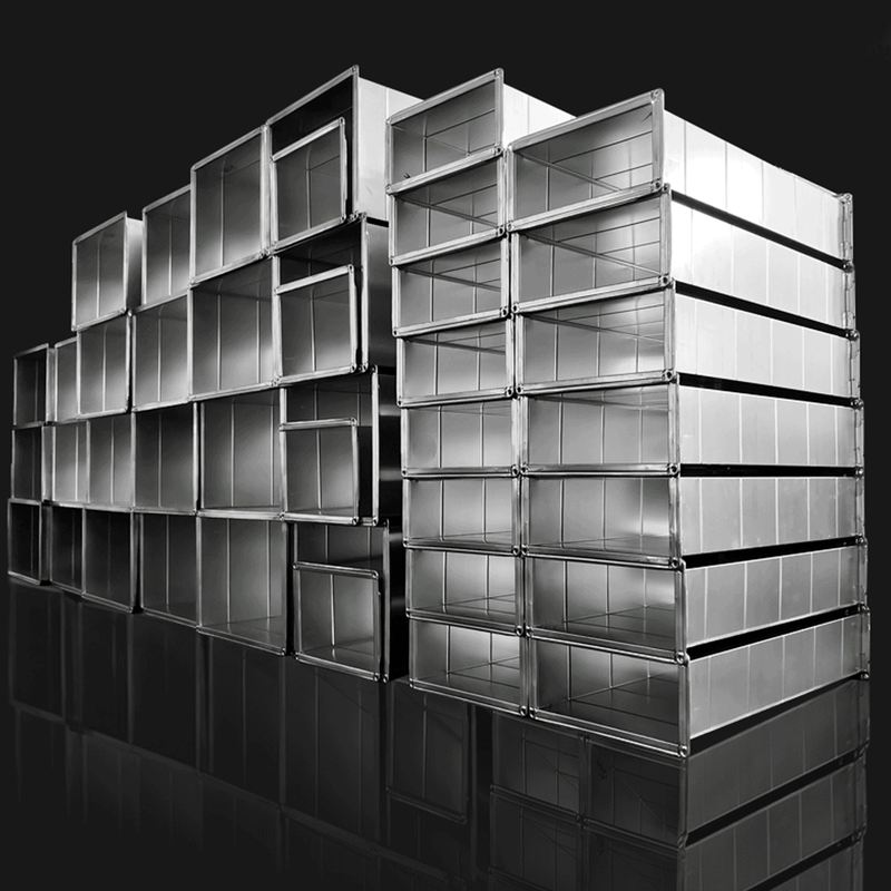 不锈钢共板法兰风管弯头白铁皮地下室通风排烟管镀锌螺旋风管