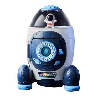 儿童火箭人脸识别存钱罐玩具可存取储蓄罐网红指纹密码箱生日礼物