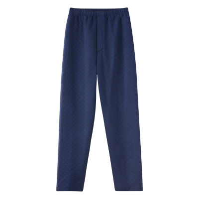 柔软全棉长睡裤宽松深档松紧腰头