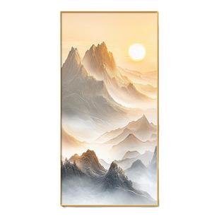 背有靠山入户门玄关装饰画现代简约走廊过道挂画日出东方风景壁画
