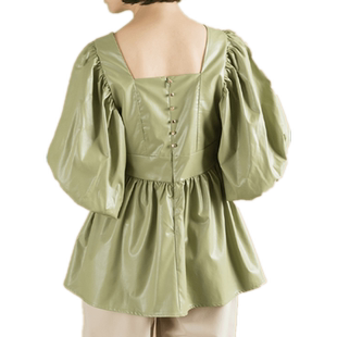 RANDA 秋冬新款时尚设计款合成皮革短款连衣裙式上衣 BT01407