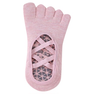 五指瑜伽袜子普拉提专业防滑女室内训练专用纯棉舞蹈健身分趾船袜