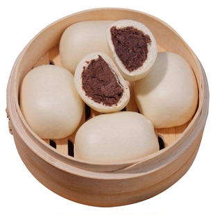 老面红豆包豆沙包子早餐半成品薄皮纳豆包老式面点营养熟食馒头