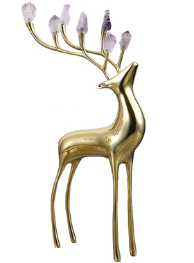 轻奢天然水晶石黄铜梅花鹿
