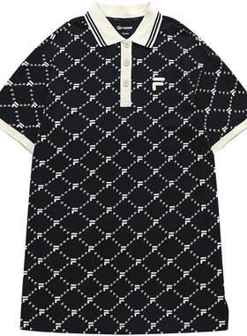 FILA FUSION斐乐潮牌女子连衣裙夏时尚宽松POLO领连身裙
