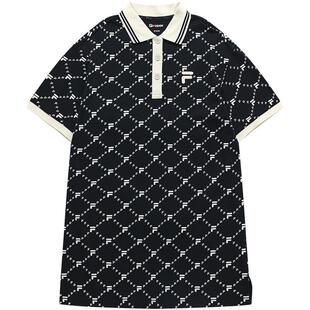 FILA FUSION斐乐潮牌女子连衣裙夏时尚宽松POLO领连身裙