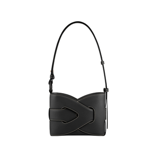 [明星同款]Polene波灵恩Nodde 黑色光滑牛皮扭结包手提斜挎包