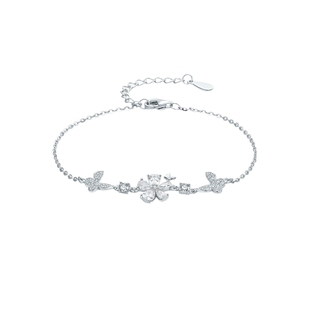 周六福蝴蝶结手链女S925银时尚百搭手饰新年礼物送女友