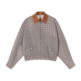 ALLFIT 威尔士亲王千鸟格灯芯绒领短款宽松外套 加绒百搭夹克冬男