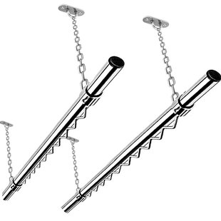 固定式晾衣杆阳台晾衣架家用凉晒吊杆顶装一根不锈钢单杆升降挂衣