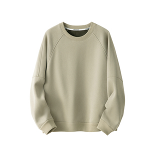 约400g重磅复合坑条丹尼绒底分割立裁插肩袖男士冬季加厚圆领卫衣