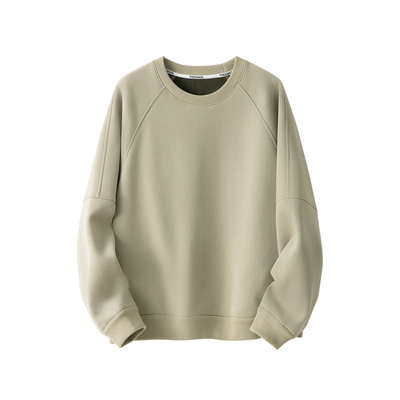 约400g重磅复合坑条丹尼绒底分割立裁插肩袖男士冬季加厚圆领卫衣