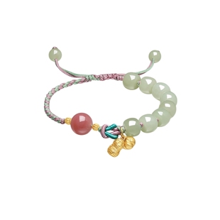 周六福和田玉手绳女S925银葫芦柿子手链手饰送女友本命年礼物