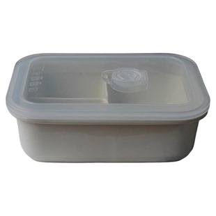 白色简约分格盘釉下彩便当陶瓷餐盒出勤带饭盒轻食减肥分餐盘纯色