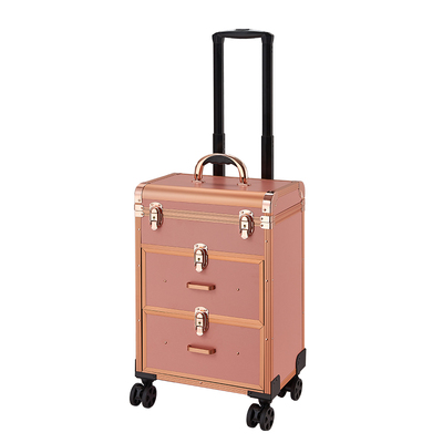 铝合金美甲纹绣收纳万向轮拉杆箱