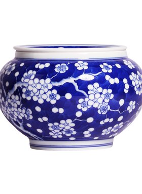 小桥窑青花冰梅蓝地白梅水洗