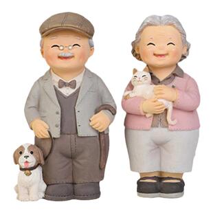 爷爷奶奶金婚纪念日礼品老人礼物客厅酒柜家居装饰品老头老太摆件