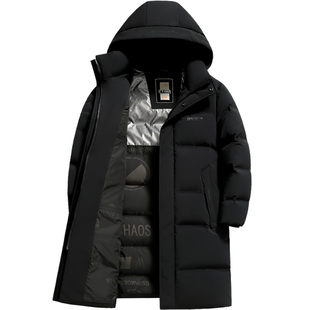 雪中飞男士羽绒服长款不过膝盖冬季上衣连帽加厚保暖东北防寒服装