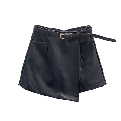不规则PU皮半身裙裤女A字短裙