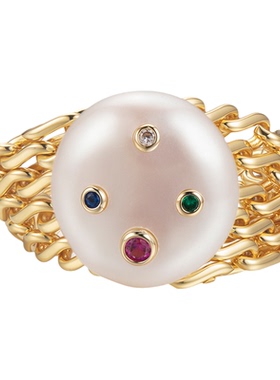 iKiCo Jewelry 2026夏季新款花园星球珍珠链条戒指女轻奢圆形戒指