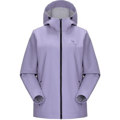 骆驼户外冲锋软壳衣女士2025新款春秋季外套防风连帽夹克运动服男