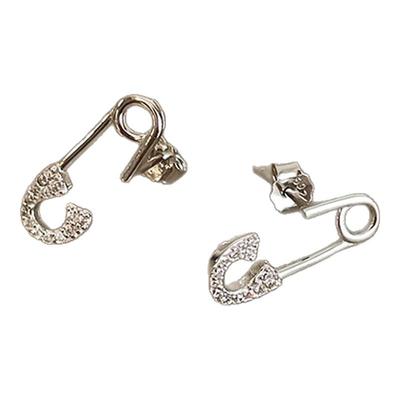 925银中性锆石镶嵌别针耳钉