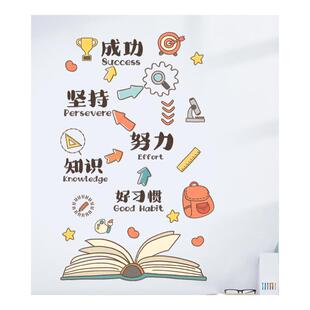 励志语录班级文化墙装饰托管班墙面布置黑板报自粘卡通墙贴可移除