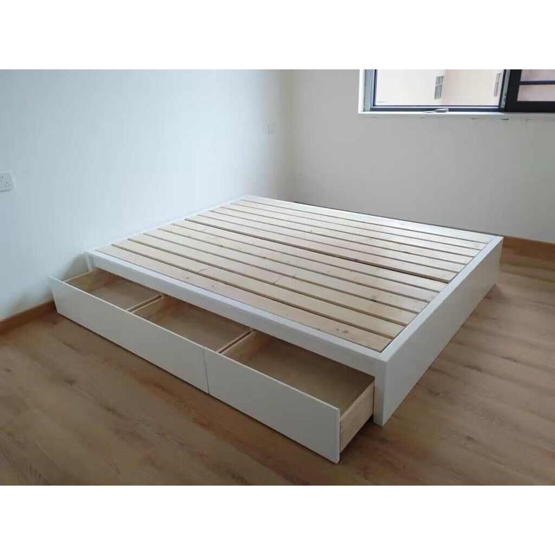 白色榻榻米储物实木床抽屉1.2米1.5米卧室落地简约现代小户型收纳