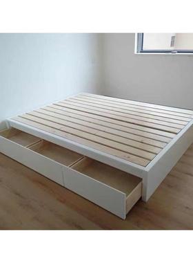 白色榻榻米储物实木床抽屉1.2米1.5米卧室落地简约现代小户型收纳