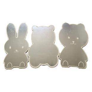 ins儿童房兔子小熊贴墙宝宝认知亚克力安全卡通镜子网红拍照道具