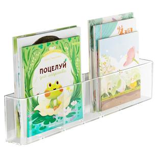 免打孔墙上书架挂墙过道门后置物架壁挂透明亚克力儿童绘本展示架