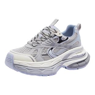 【银月】骆驼女鞋2025银色复古风显高老爹鞋女运动鞋厚底休闲鞋