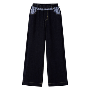 【高腰直筒】安奈儿童装女童牛仔裤2026春新款时尚长裤透气裤子