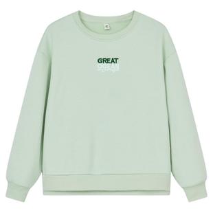 快鱼卫衣女2025年冬季新款宽松加绒圆领时尚休闲简约落肩袖女上衣