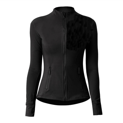 瑜伽服纯欲修身显瘦收腰运动上衣女跑步套装拉链黑色长袖开衫外套