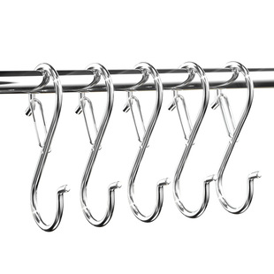 防风不锈钢S型挂钩免打孔吊钩厨房卧室挂衣勾子晒挂腊肉收纳神器