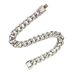 14mm纯钛金属古巴链嘻哈欧美潮流百搭素链男女古巴项链霸气朋克帅