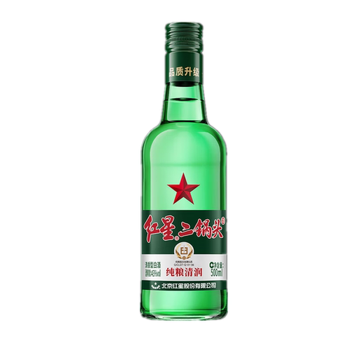 北京总厂红星二锅头43度绿瓶大二清香型纯粮食白酒整箱500ml*12瓶