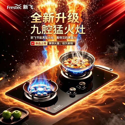线下款新飞燃气灶定时双灶家用嵌入式台式天然气灶霸王猛火灶