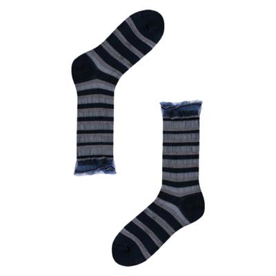 AR袜子女享受当夏卡丝袜小花边透明水晶条纹显瘦中筒袜透气秋冬款